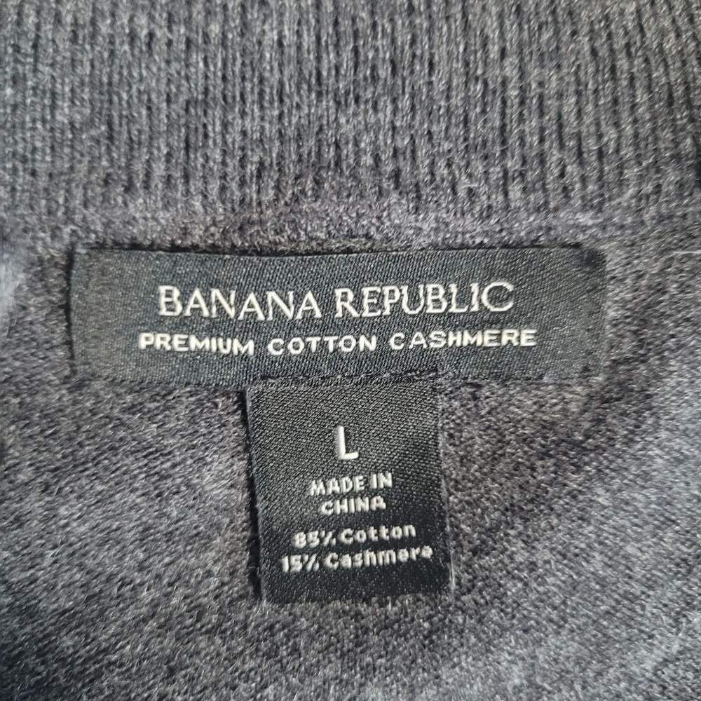 Banana Republic Men's 1/4 Zip Premium Cotton Cashmere  Gray Sweater Size Large